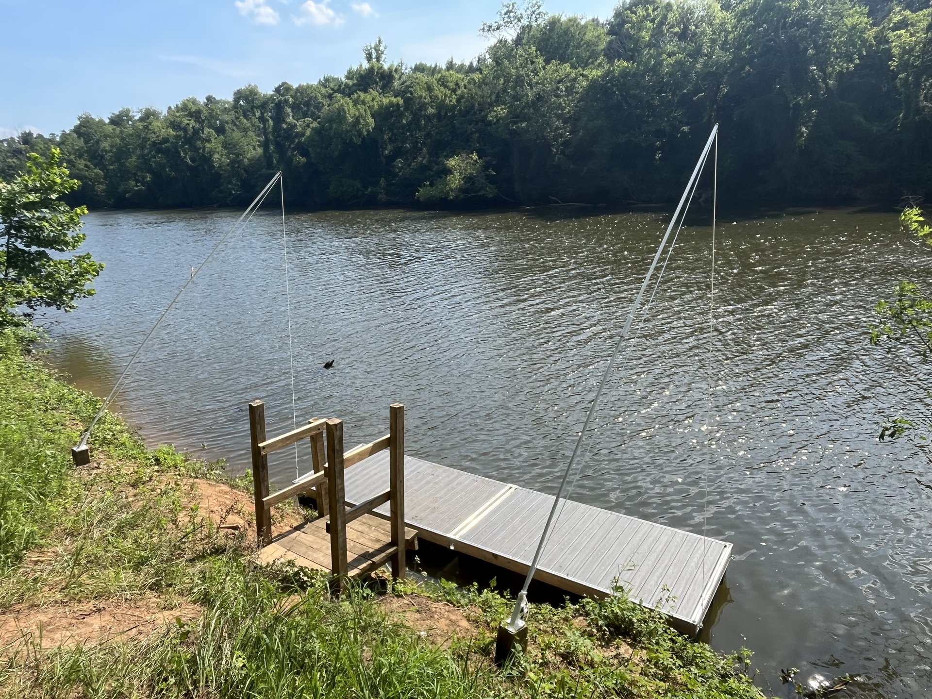 Private floating dock on the Haw River